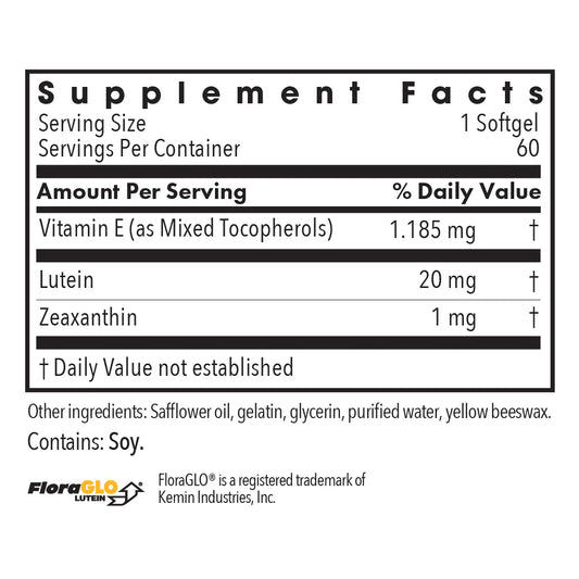 Lutein 20mg 60 softgels - Allergy Research Group