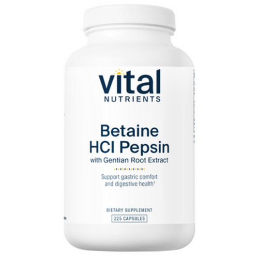 Betaine HCL Pepsin and Gentian Root 225 caps - Vital Nutrient