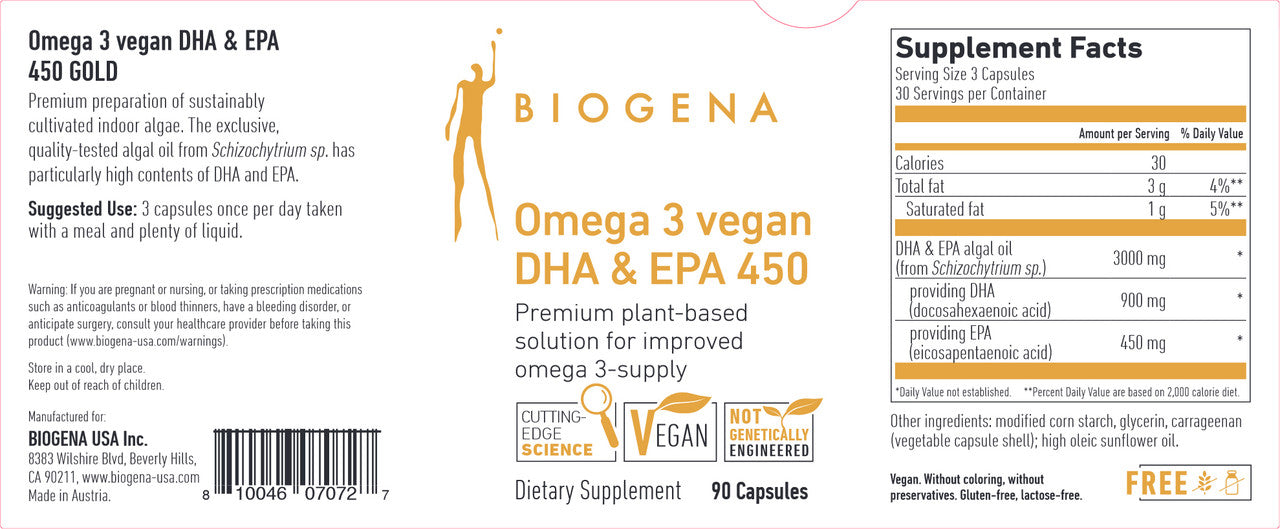 Vegan Omega 3 DHA & EPA 450