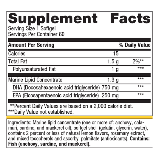 OmegaGenics Neuro 1000 Fish Oil 60 Softgels