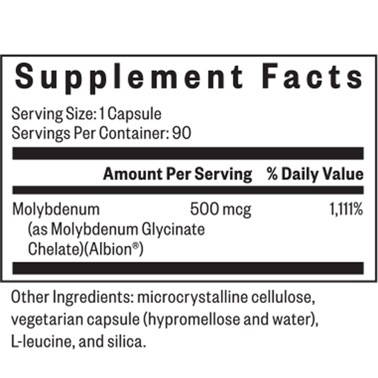 Molybdenum 500mcg (Mo-Zyme -50mcg replacement)