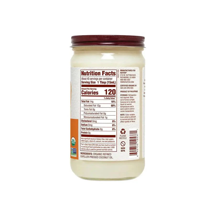 Nutiva Organic All-Purpose Coconut Oil 23 fl. oz. glass jar