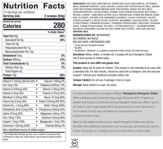 Ketogenic Shake (Chocolate) 1 lb. ~