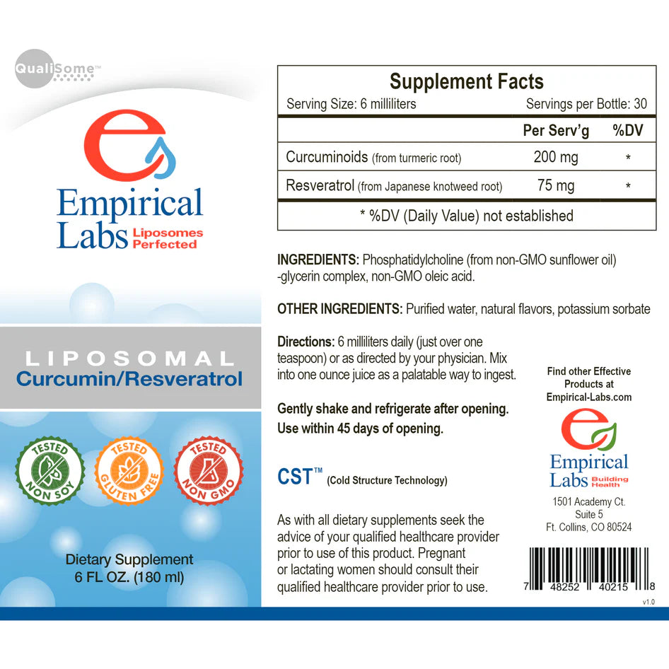 Liposomal Curcumin/Resveratrol 6oz.