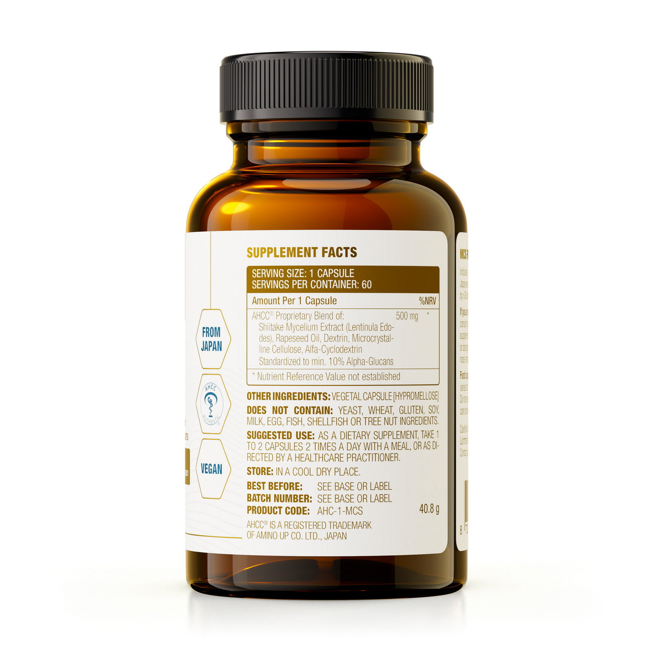 AHCC, 500mg, 60 Caps (BRM4 replacement)