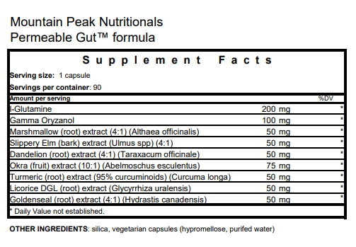 Mountain Peak Nutritionals Permeable Gut Formula (90 Capsules)
